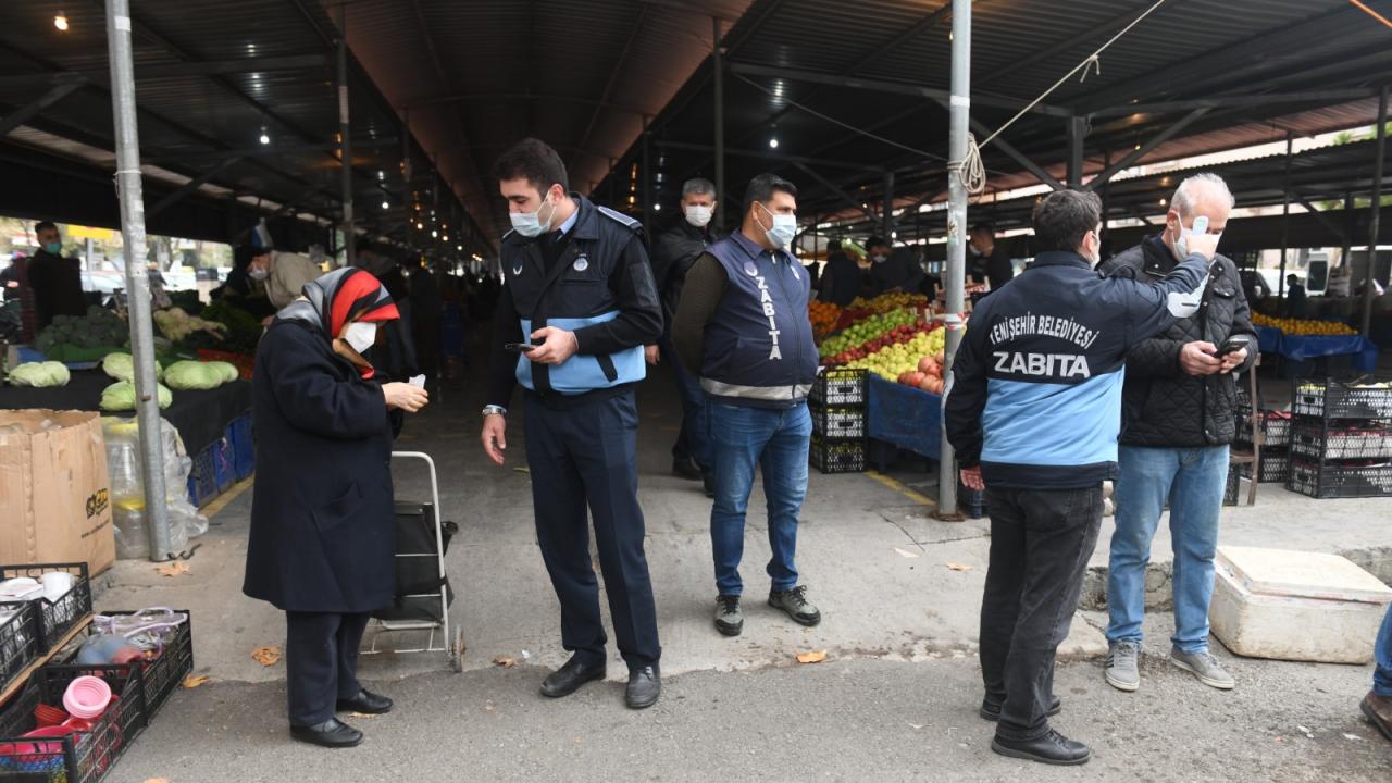 Yenişehir’deki pazaryeri girişlerinde HES kodu uygulaması
