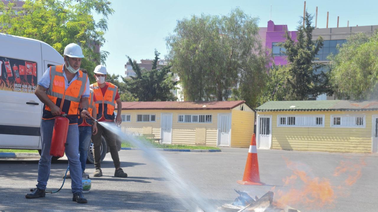 Yenişehir Belediyesi personeline yangın tatbikatı 