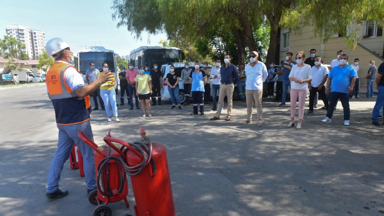 Yenişehir Belediyesi personeline yangın tatbikatı 