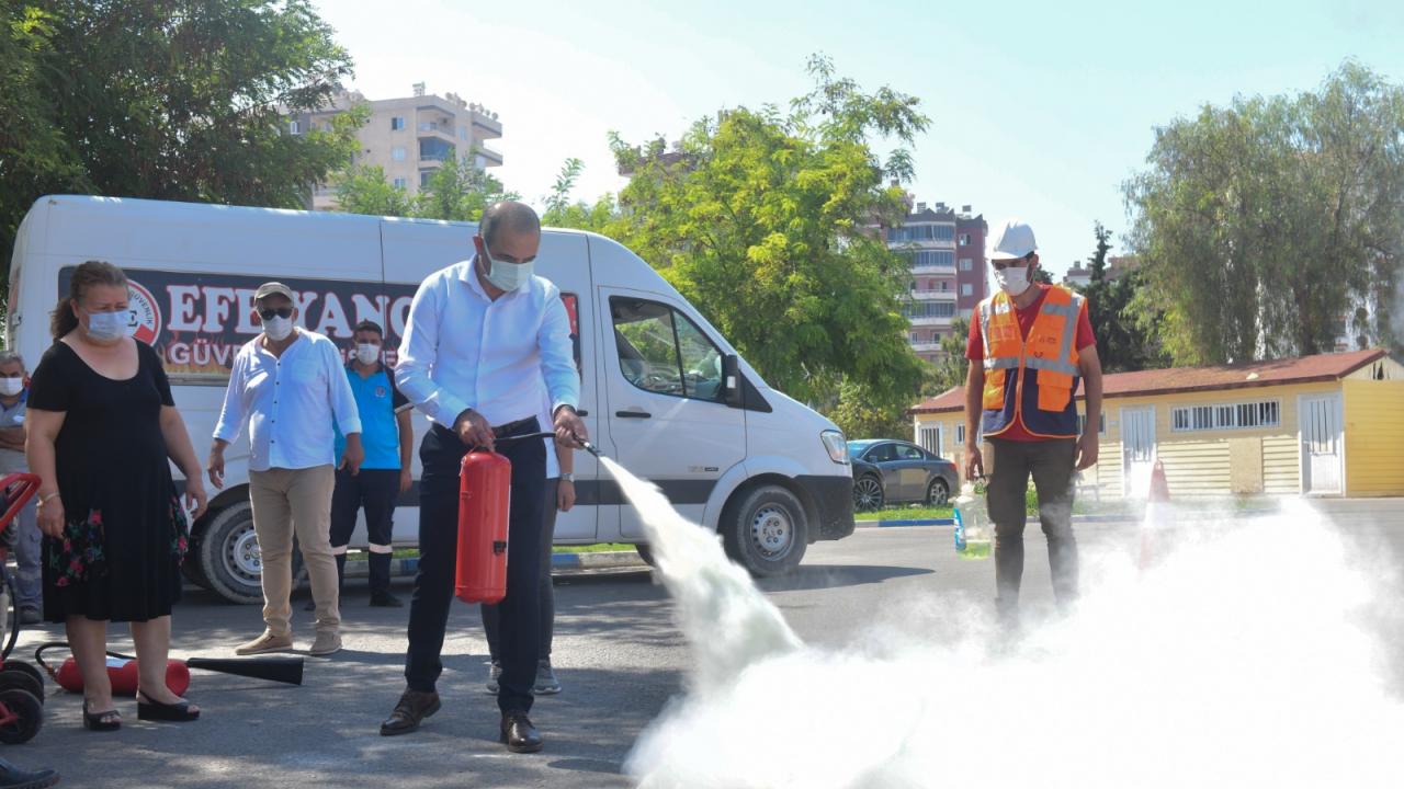 Yenişehir Belediyesi personeline yangın tatbikatı 