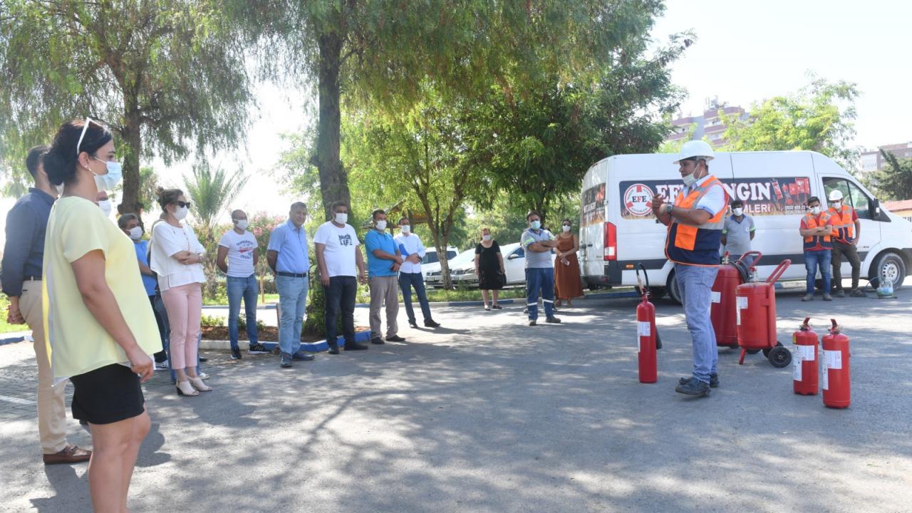 Yenişehir Belediyesi personeline yangın tatbikatı 