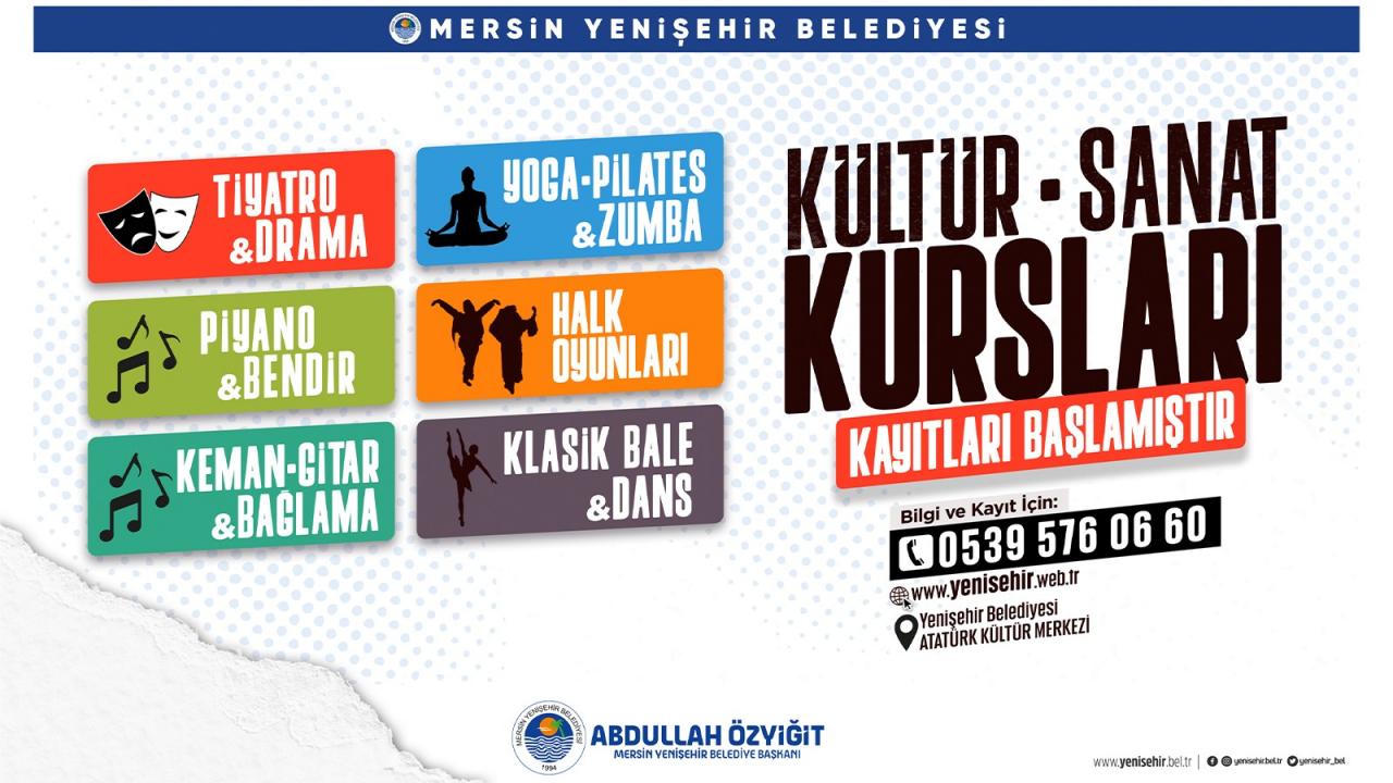 Yenişehir Belediyesi kültür sanat kurslarına kayıtlar başladı 