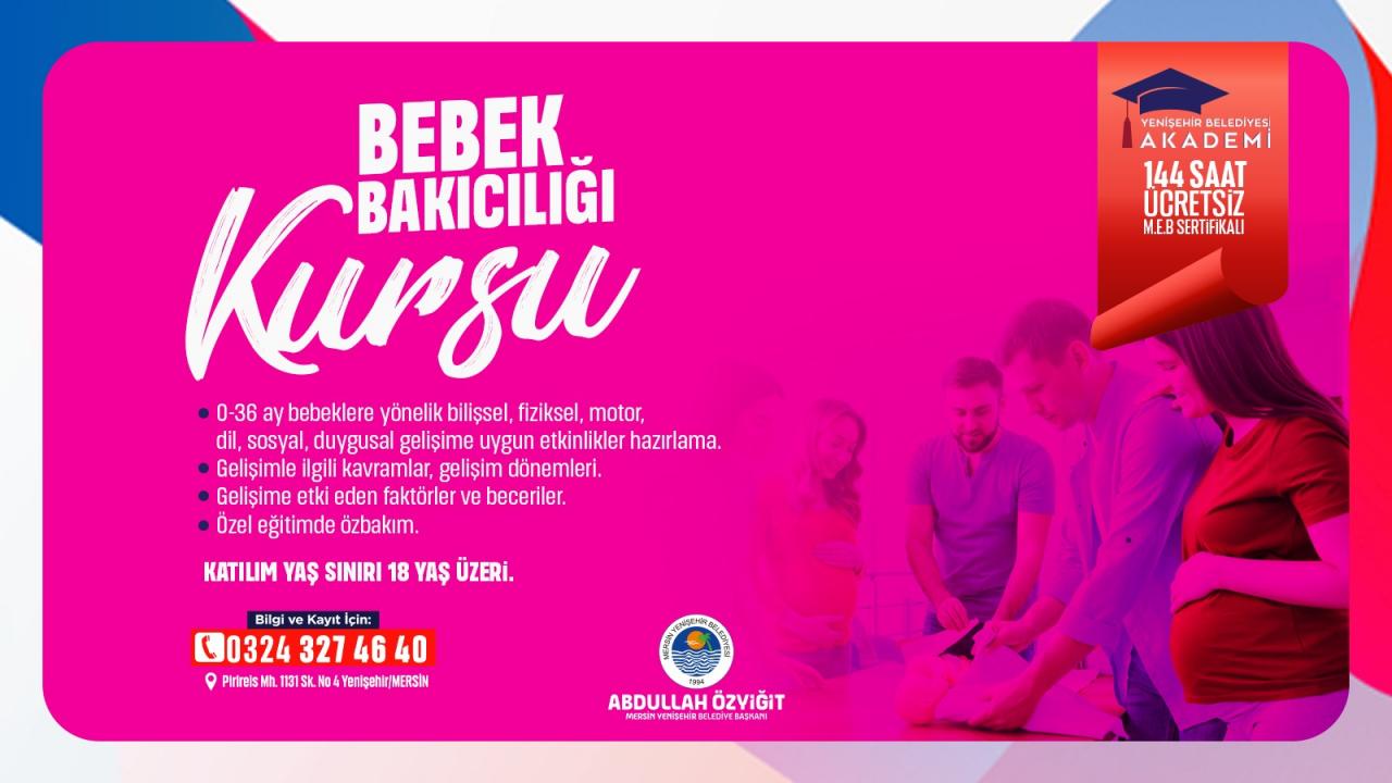 Yenişehir Belediyesinden ücretsiz bebek bakıcılığı kursu 