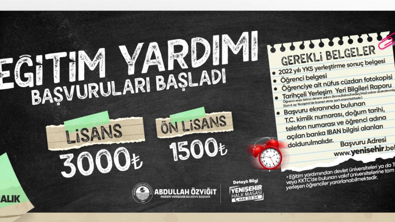 Yenişehir Belediyesinin eğitim yardımı başvuruları başladı 