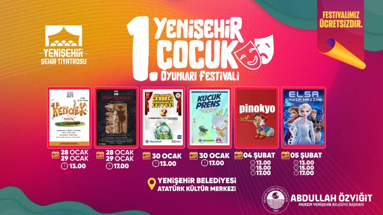 “1.Yenişehir Çocuk Oyunları Festivali” 28 Ocak’ta başlıyor