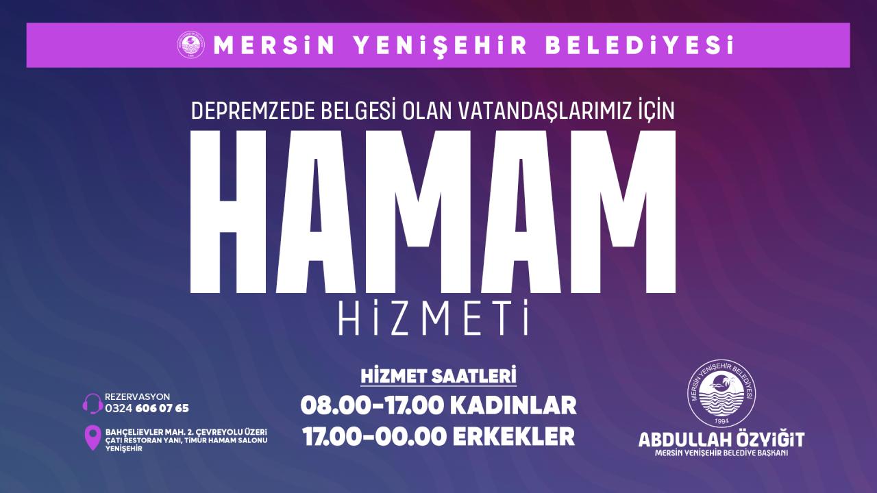 Yenişehir Belediyesinden depremzedeler için hamam hizmeti