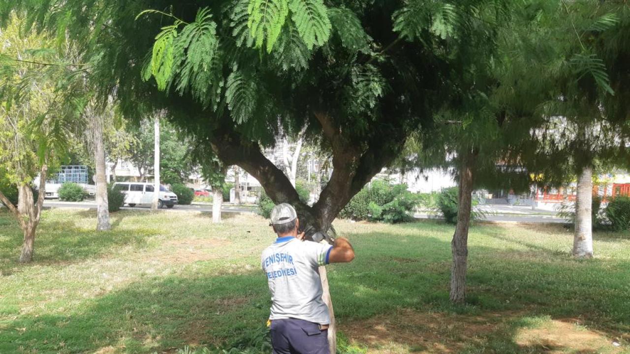 Yenişehir Belediyesi park ve yeşil alanlarda çalışmalarını sürdürüyor