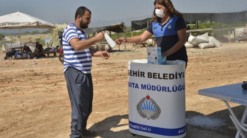 Yenişehir’de kurbanlık satış alanında pandemi önlemleri
