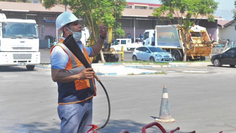 Yenişehir Belediyesi personeline yangın tatbikatı 