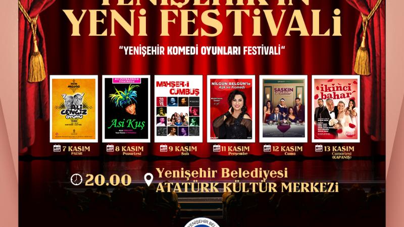 Her şeye rağmen gülmeye, eğlenmeye var mısınız?   Yenişehir’in yeni festivali, Yenişehir Komedi Oyunları Festivali başlıyor.  Tüm hemşehrilerimizi bekliyoruz.