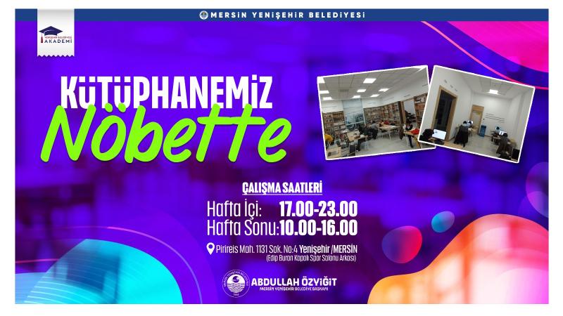 Yenişehir Belediyesinden “nöbetçi kütüphane”