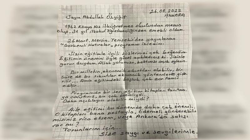 Başkan Abdullah Özyiğit’i duygulandıran mektup