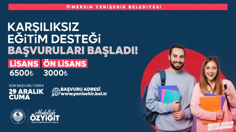 Yenişehir Belediyesinin karşılıksız eğitim desteği başvuruları başladı