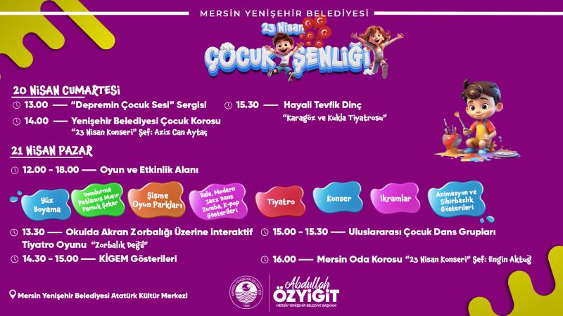 Yenişehir Belediyesinden çocuklar için renkli bayram programı